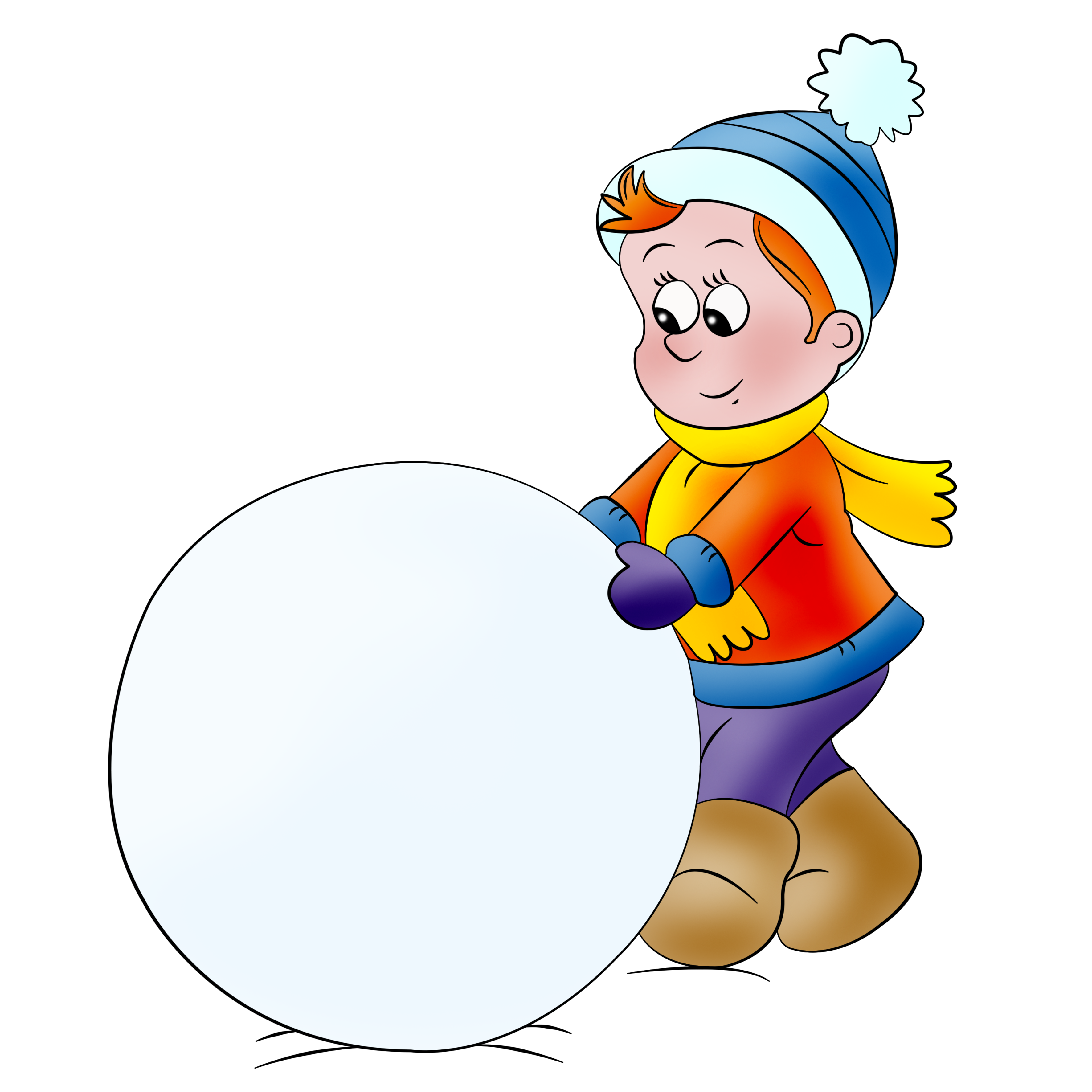 мальчик летает шар из снега, снеговая баба,клипарт, отрисовки